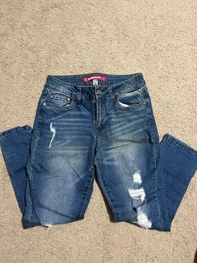 Dollhouse Distressed Dark Blue Skinny Jeans